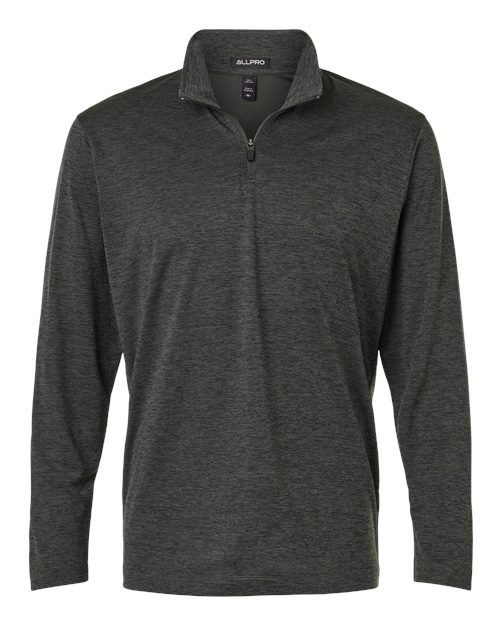 Men’s Pro-Lock Performance Mélange Quarter-Zip Pullover — Black Melange (front)