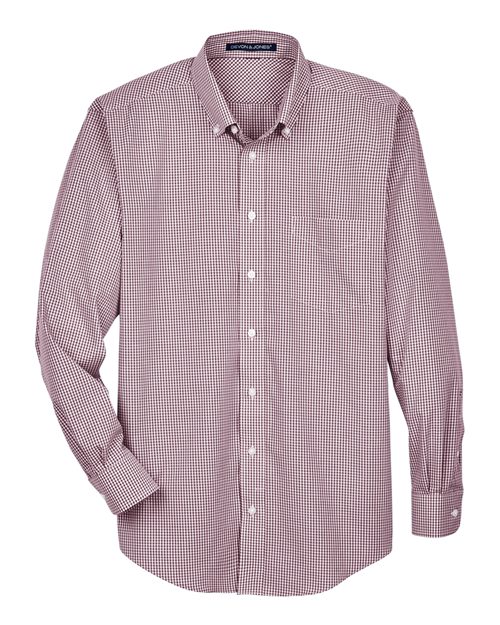 Men’s Crown Collection® Gingham Check Woven Dress Shirt — Burgundy (front)