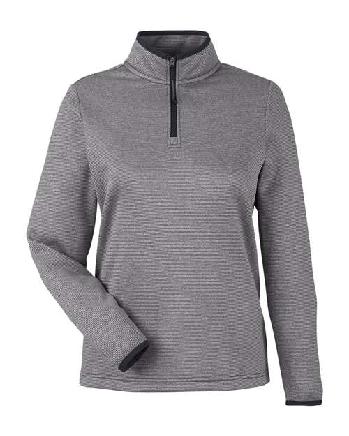 Women’s Venture Heathered Stripe Quarter-Zip Pullover — Black/ White (front)