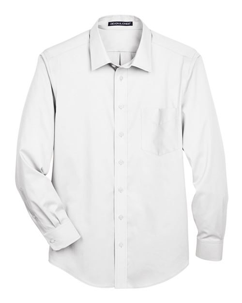 Men’s Tall Crown Collection® Solid Stretch Twill Woven Dress Shirt — White (front)
