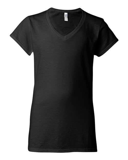 Women’s Softstyle® V-Neck T-Shirt — Black (front)