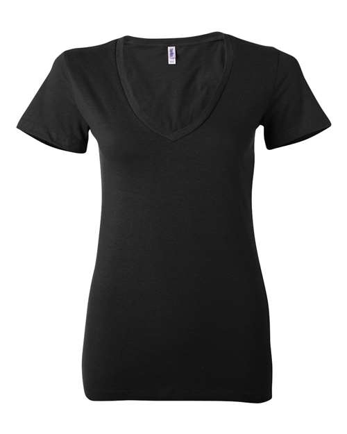 Women’s Jersey Deep V-Neck Tee — Black (front)