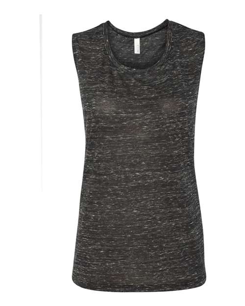 Women’s Flowy Scoop Muscle Tank — Black Marble (front)