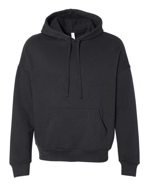 Unisex Sponge Fleece Drop Shoulder Hoodie Sweatshirt — Black (front)