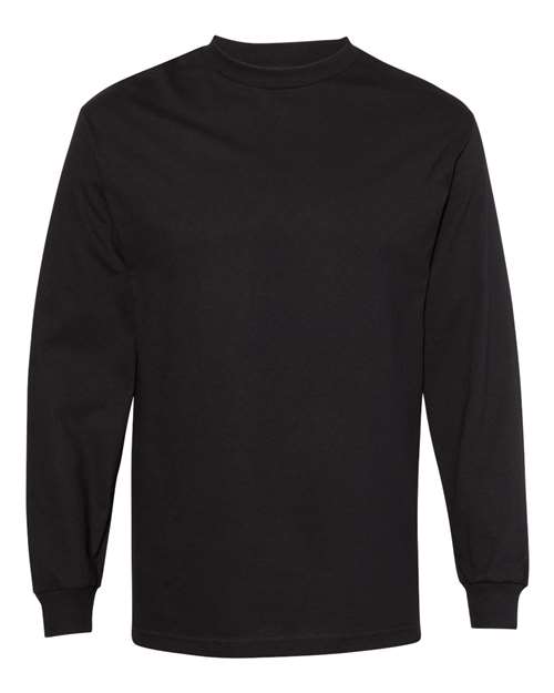 Unisex Heavyweight Cotton Long Sleeve Tee — Black (front)